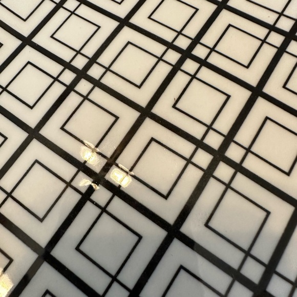 Dover & York Black and White Geometric Pattern Ceramic Salad Plate 7.75” New - Picture 3 of 5